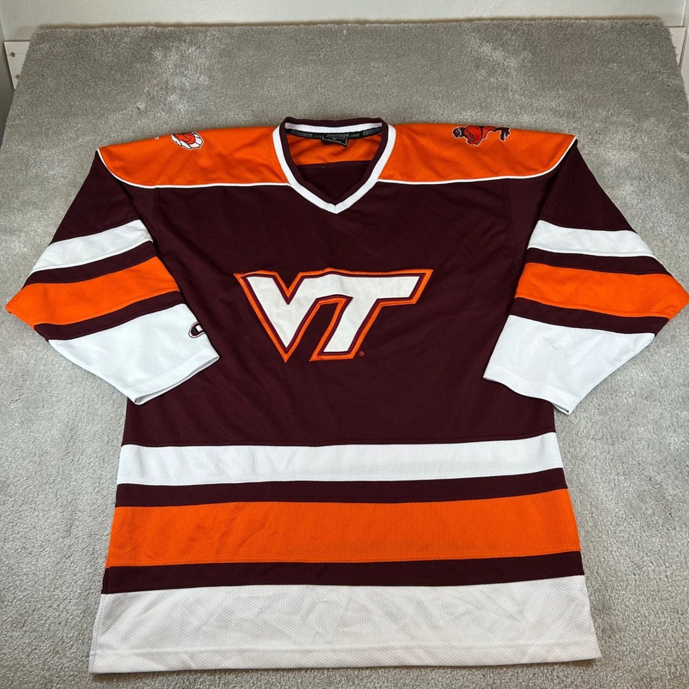 Colosseum Virginia Tech Hokies Hockey Jersey Mens XL Maroon Orange VT Striped